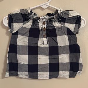 Carter's navy, white plaid blouse 3M